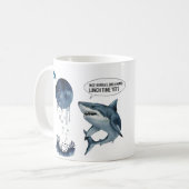 Funny shark diver lunch time :nice bubbles bro コーヒーマグカップ (正面左)