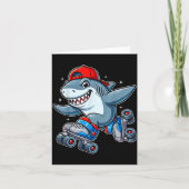 Funny Shark On Roller Skates Cute Cool Skater Anim カード (正面)