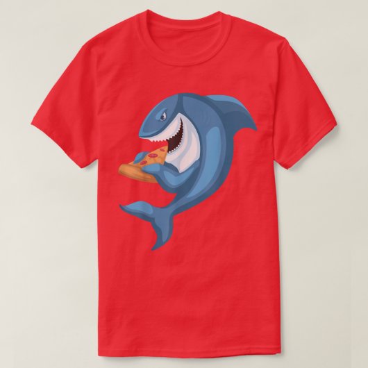 Funny Shark Pizza Shark And Pizza Shark Eating Piz Tシャツ (デザイン正面)