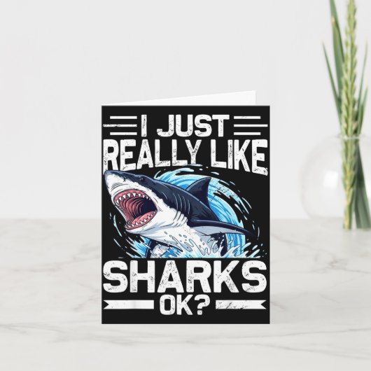 Funny Shark Shirt For Men Women Sea Animal Shark L カード (正面)