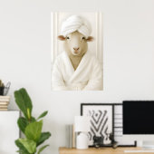 Funny Sheep Bathroom Print, Sheep In Bathrobe ポスター (ホームオフィス)