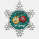 Funny Sheep Christmas Candy Baa Humbug Cartoon スノーフレークピューターオーナメント (正面)