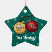 Funny Sheep Christmas Candy Baa Humbug Cartoon セラミックオーナメント (正面)