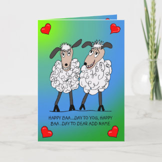 Funny sheep couple birthday card カード