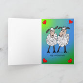 Funny sheep couple birthday card カード (内部)