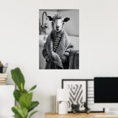 Funny Sheep in Bathrobe Art, Quirky Bathroom Print ポスター (ホームオフィス)