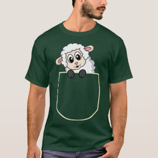 Funny Sheep In The Pocket Gift Lamb Pocket  Tシャツ