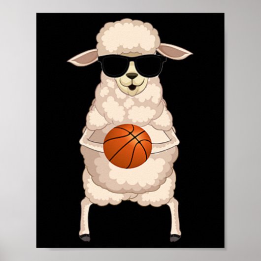 Funny Sheep Lamb Wearing Sungles Playing Sketll  ポスター (正面)