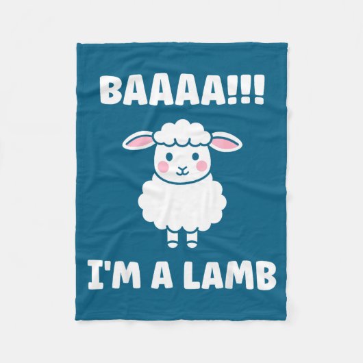 Funny Sheep Quote Baaah I'm A Lamb  フリースブランケット (正面)