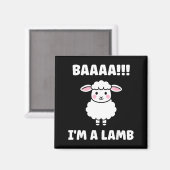 Funny Sheep Quote Baaah I'm A Lamb マグネット (正面/裏面)