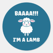 Funny Sheep Quote Baaah I'm A Lamb  ラウンドシール (正面)