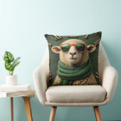 Funny Sheep with Sunglasses Farmhouse Rustic Count クッション (椅子)
