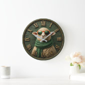 Funny Sheep with Sunglasses Farmhouse Rustic Count ラージ壁時計 (ホーム)