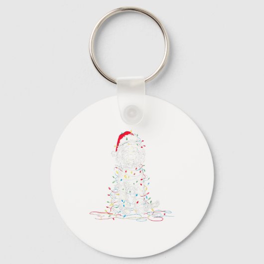 Funny Sheepadoodle Christmas Graphics Dog Lights L キーホルダー (正面)