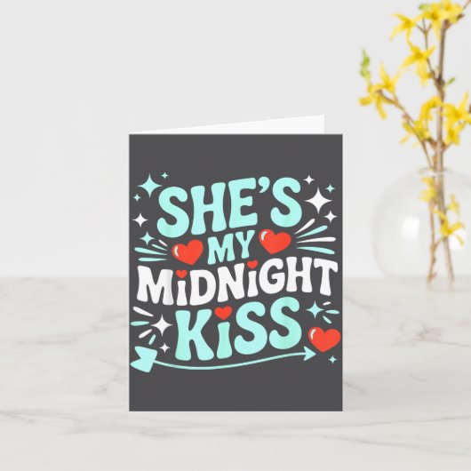 Funny She's My Midnight Kiss Valentine Matching Co カード (黄色い花)