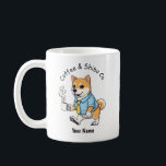 Funny  Shiba Inu Dog Business Suit Coffee  コーヒーマグカップ<br><div class="desc">Celebrate your love of dogs and your sense of humor with this unique cartoon-style mug featuring your favorite canine companion. This design tells the story of a "working dog" in a distinctive way, showcasing a stylish puppy ready to start his day with a bow tie and a hot cup of...</div>