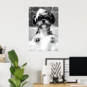 Funny Shih Tzu Bubble Bath Photograph, Dog ポスター (ホームオフィス)