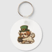 Funny Shih Tzu St.Patrick's Day キーホルダー (正面)