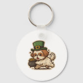 Funny Shih Tzu St.Patrick's Day キーホルダー (裏面)