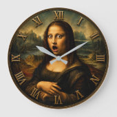 Funny Shocked Mona Lisa ラージ壁時計 (正面)