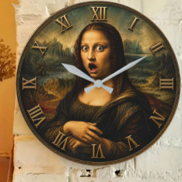 Funny Shocked Mona Lisa ラージ壁時計