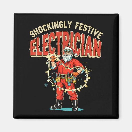 Funny Shockingly Festive Electrician Vintage Chris マグネット (正面)