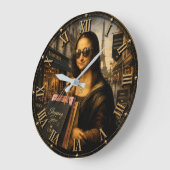 Funny Shopping Mona Lisa Fashion Lover Paris Style ラージ壁時計 (傾斜)