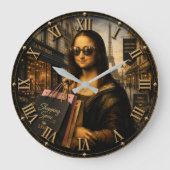 Funny Shopping Mona Lisa Fashion Lover Paris Style ラージ壁時計 (正面)