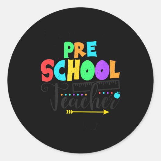 Funny Short School Teacher Quote Saying Pre School ラウンドシール (正面)