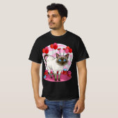 Funny Siamese Cat Heart Valentine Day Gift Tシャツ (正面フル)