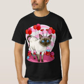 Funny Siamese Cat Heart Valentine Day Gift  Tシャツ (正面)