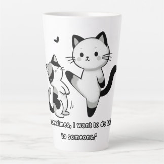 Funny Siamese Cat Kick Illustration カフェラテマグ