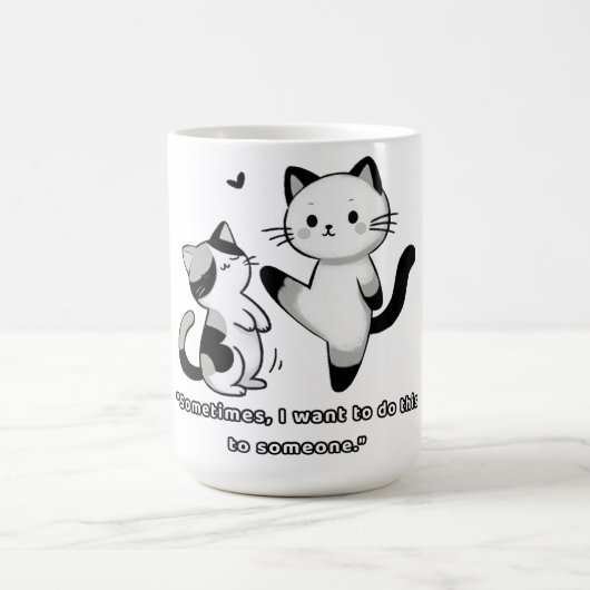 Funny Siamese Cat Kick Illustration コーヒーマグカップ (中央)