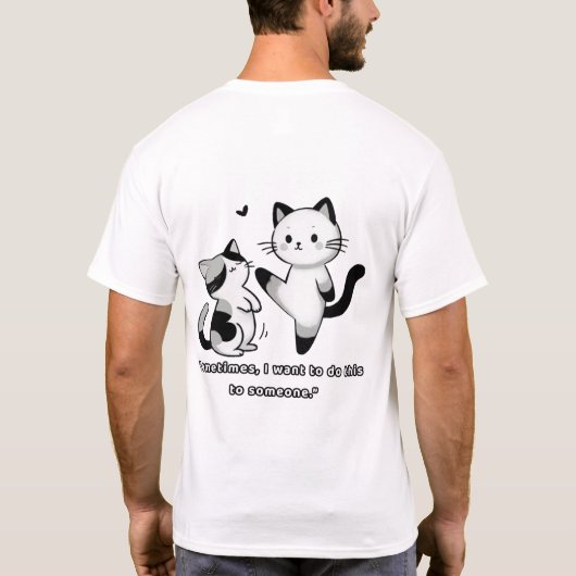 Funny Siamese Cat Kick Illustration Tシャツ (裏面)
