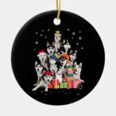 Funny Siberian Husky Christmas Tree Pet Dog Lover  セラミックオーナメント (正面)