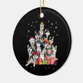 Funny Siberian Husky Christmas Tree Pet Dog Lover  セラミックオーナメント (左)