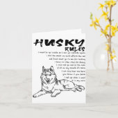 Funny Siberian Husky Dog Hand Drawn Art Men Women  カード (黄色い花)