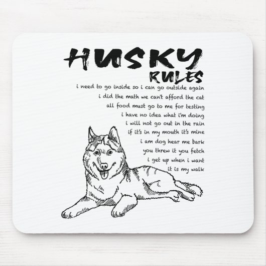 Funny Siberian Husky Dog Hand Drawn Art Men Women  マウスパッド (正面)