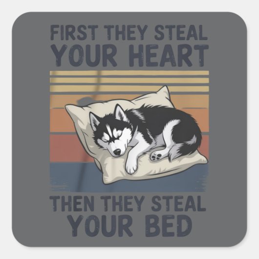 Funny Siberian Husky Pet Lovers Dog Owner  スクエアシール (正面)