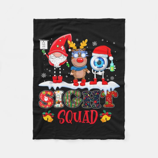 Funny Sight Squad Gnome Reindeer Santa Christmas O フリースブランケット (正面)