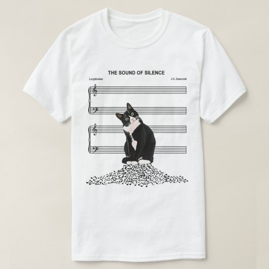 Funny Silent Cat Music Parody Design Tシャツ (デザイン正面)