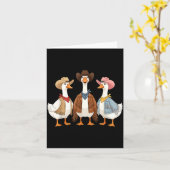 Funny Silly Goose Cowboy Western Cowgirl Goose Hum カード (黄色い花)