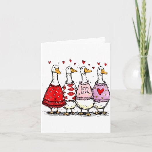 Funny Silly Goose Valentine Trendy Valentine's Day カード (正面)