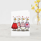 Funny Silly Goose Valentine Trendy Valentine's Day カード (黄色い花)