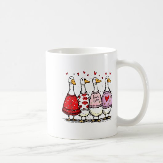 Funny Silly Goose Valentine Trendy Valentine's Day コーヒーマグカップ (右)