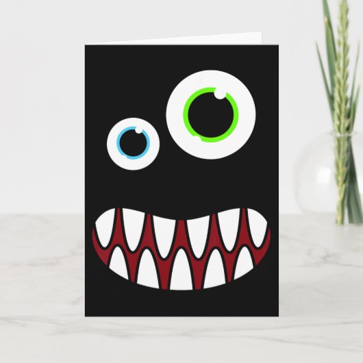 Funny Silly Monster Face Costume Birthday Party Ha カード (正面)