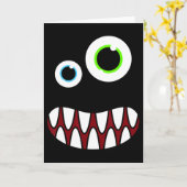Funny Silly Monster Face Costume Birthday Party Ha カード (黄色い花)