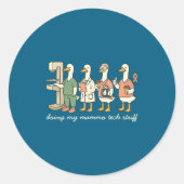 Funny Silly Tech Goose X Mammo Doing ray Mammograp ラウンドシール (正面)