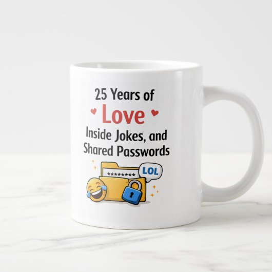 Funny Silver Wedding Anniversary Mug Gift ジャンボコーヒーマグカップ (右)