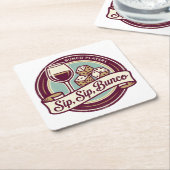 Funny Sip Wine Dice Bunco  スクエアペーパーコースター (アングル)
